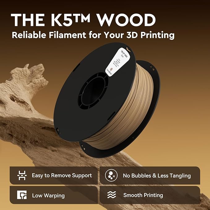 kexcelled Wood PLA Filament 1.75 mm, Real Wood PLA 3D Printer Filament - Image 2
