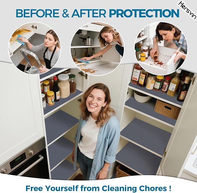 Hersvin Shelf Liners, 12in x 20ft Kitchen Drawer Mats, Non-Adhesive EVA - Image 3