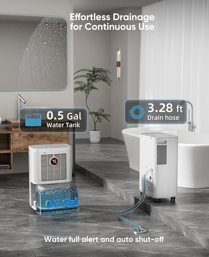 34 Pints Dehumidifier for Basement and Home, Quiet 3-Mode Operation - Image 4