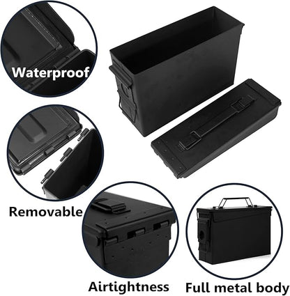 GUGULUZA Metal Ammo Can 30/50 Cal, Lockable Bullet Storage Case, Waterproof & - Image 3
