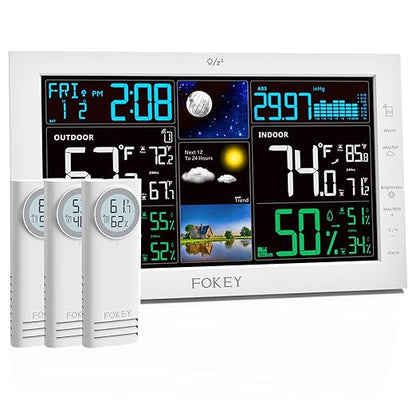 Weather Station Wireless Indoor Outdoor, Indoor Outdoor Thermometer Wireless by FOKEYDIRECT
