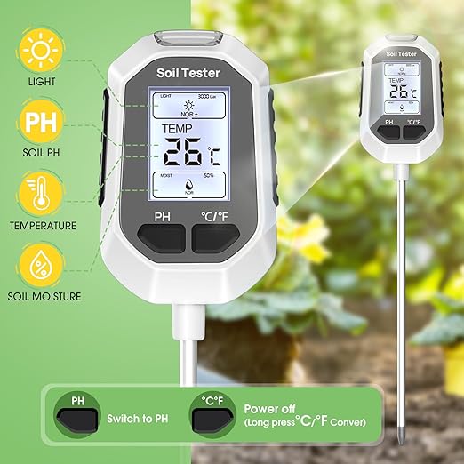 4-in-1 Soil Moisture Meter, Digital Plant Temperature/Soil Moisture Test & PH - Image 2