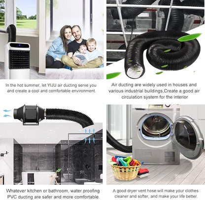 4Inch 10FT Long Flexible Aluminum Air Ducting, Heavy-Duty Black 4 Layer Dryer - Image 7