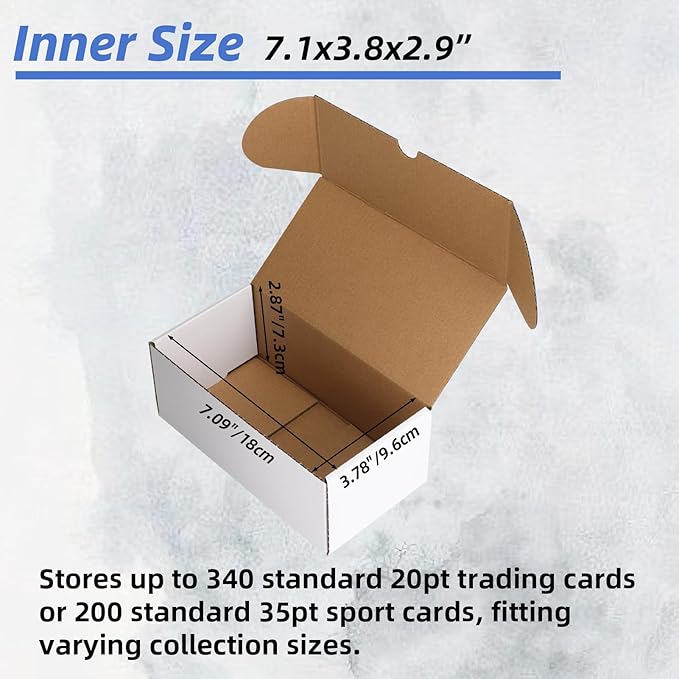 EXYGLO Trading Card Storage Box 25 Pack 340 Count 20pt, 7.1x3.8x2.9 Inch White - Image 3