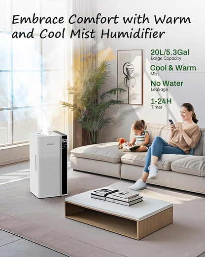 Mifasol Humidifier Large Room Warm and Cool Mist, 5.3Gal/20L Humidifiers - Image 2