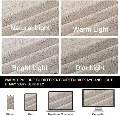 PrinceDeco Linen Texture Curtains Soild 100% Blackout Thermal Insulated - Image 6