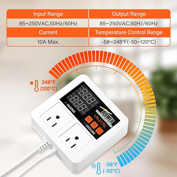 iPower Professional Digital Heating and Cooling Thermostat Controller - Image 2