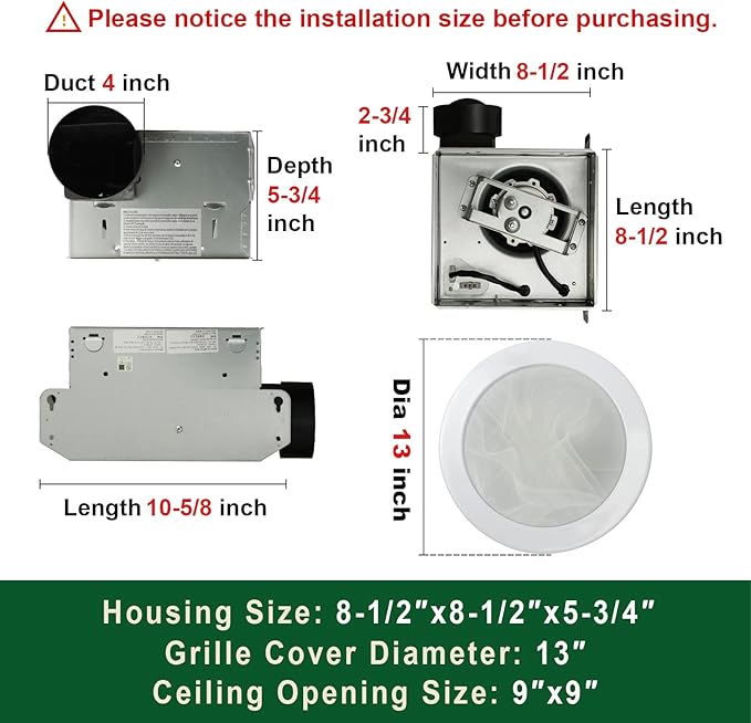 Akicon Ultra Quiet Bathroom Exhaust Fan - Image 6