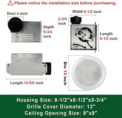 Akicon Ultra Quiet Bathroom Exhaust Fan - Image 6