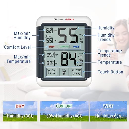 ThermoPro TP55 Digital Indoor Hygrometer Thermometer, 4-Inch - Image 7