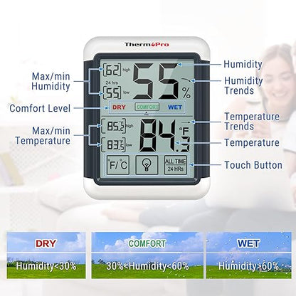 ThermoPro TP55 Digital Indoor Hygrometer Thermometer, 4-Inch - Image 7