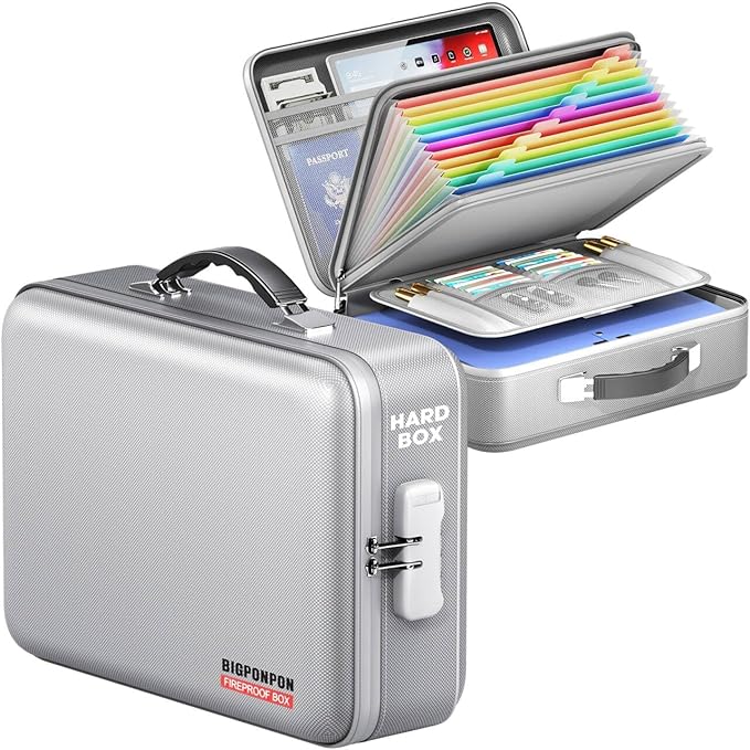 Fireproof Document Box, Hard Case Highly Flame-Resistant Fire Proof Waterproof by BigPonPon