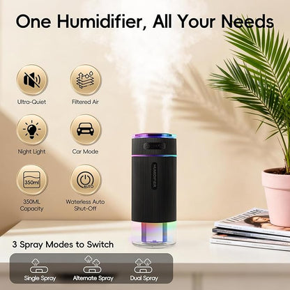Portable Small Humidifiers for Travel, Mini Air Ultrasonic Humidifier - Image 3