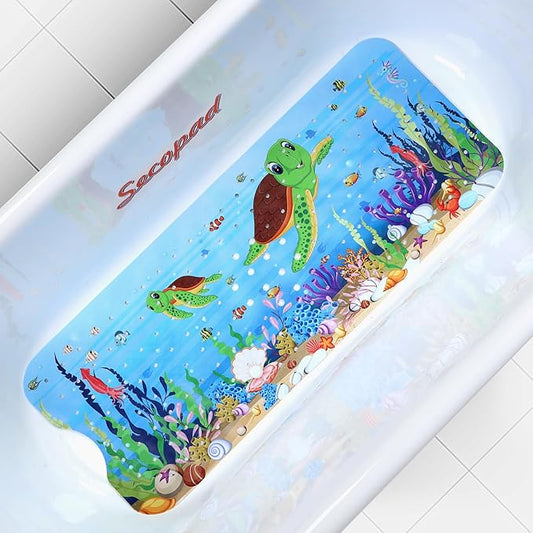 Bath Mat for Tub Non Slip, Machine Washable Anti-Slip Cartoon Baby Bathtub by Secopad
