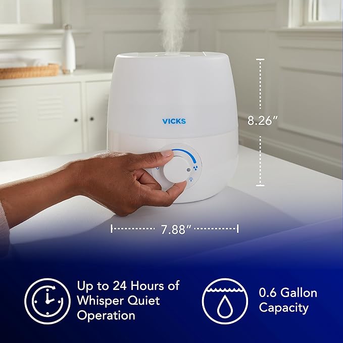 Vicks NaturalCare Cool Mist Ultrasonic Humidifier, Small Room Humidifier - Image 4
