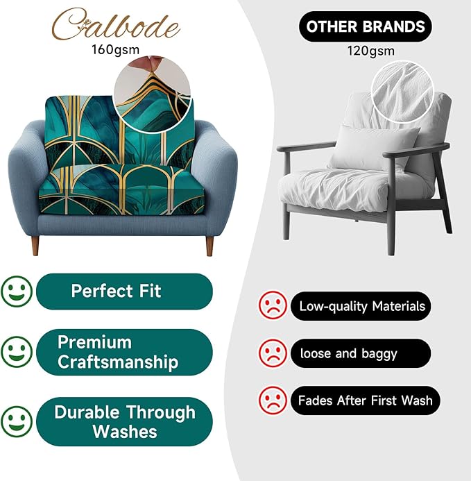 14Pcs Stretch Patio Cushion Cover, Art Deco Geometric Pattern Couch & Sofa - Image 3