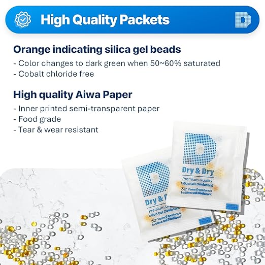 Dry & Dry 3 Gram Orange Indicating Silica Gel Packets Desiccants - Image 2