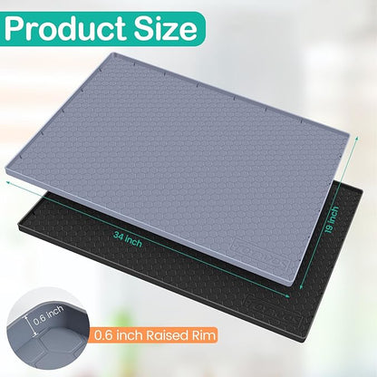 Waterproof Under Sink Mat 34" x 19", Silicone Cabinet Liner, Rubber Protector - Image 2