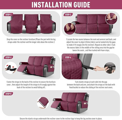 TAOCOCO 100% Waterproof Recliner Cover, Non-Slip Washable Reclining Couch Cover - Image 7