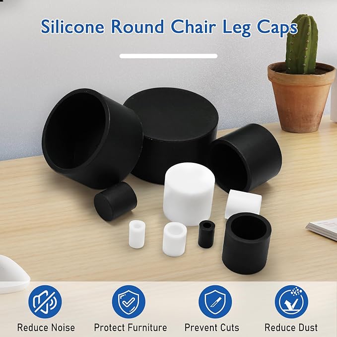 10 Pcs 7/8" Round Chair Leg Tips Caps, Silicone Rubber Furniture Leg Floor - Image 2