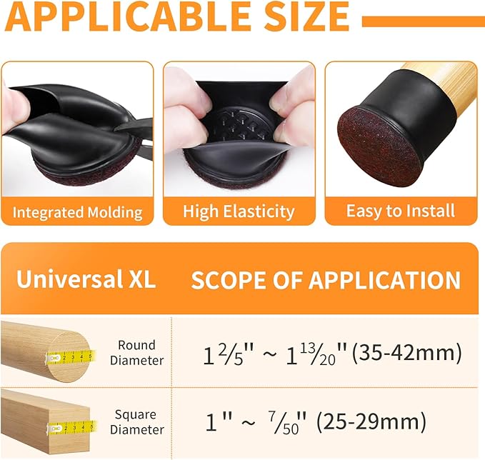Ezprotekt 8 Pcs Extra Large Chair Leg Protectors - Image 2