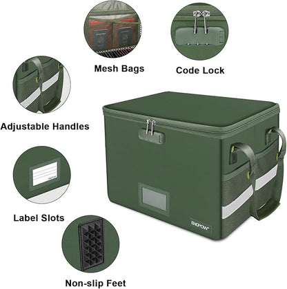 ENGPOW File Box with Lock, Fireproof Document Box with Pockets, Collapsible - Image 4