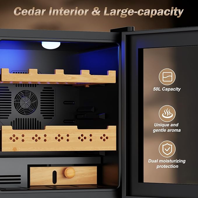 Electric Humidor-50L Cooling & Heating Humidor, Smart Touch Control Humidity & - Image 3