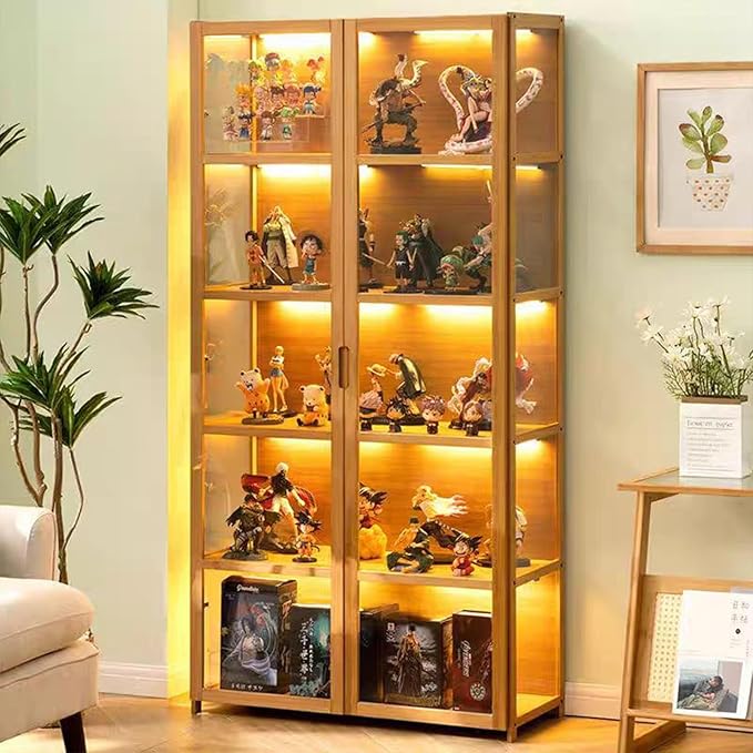 Display Cabinet with Acrylic Glass Doors, Tall Storage Cabinet with Adjustable - Image 7
