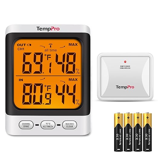 TempPro Indoor Outdoor Thermometer Wireless, 500 ft Outside Thermometer by ThermoPro