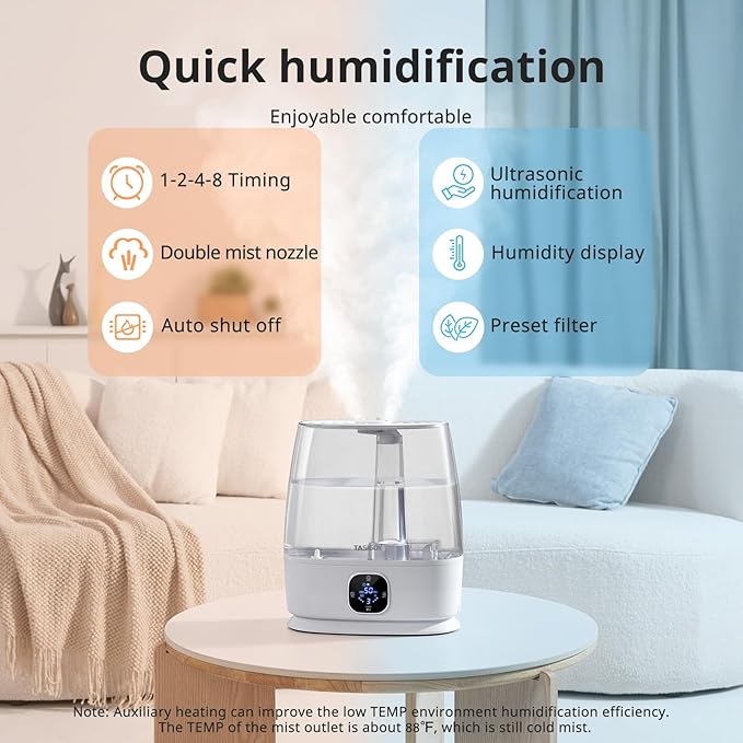 Humidifiers for Bedroom Home, 6L Cool and Warm Mist Air Humidifier for Large - Image 4