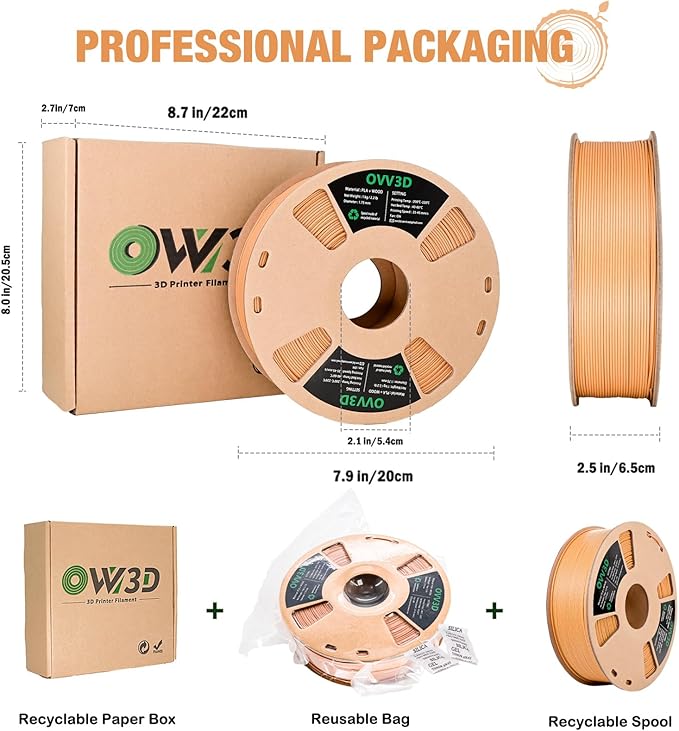 OVV3D PLA Filament 1.75mm, Wood 3D Printer Filament, Matte and Frosted 3D - Image 6