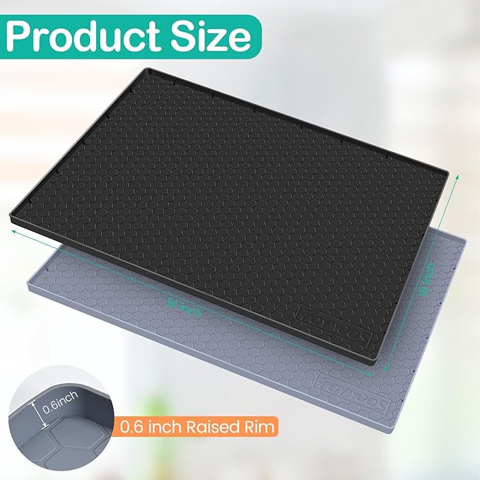 Waterproof Under Sink Mat 34" x 19", Silicone Cabinet Liner, Rubber Protector - Image 2