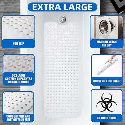 ZHICHENG Bath Tub and Shower Mats, Non-Slip 39 x 16 Inch Extra Long Bath Mat - Image 3