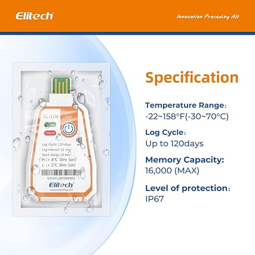 Elitech 20Pack USB/NFC PDF Data Logger Recorder Single-use Disposable, - Image 5