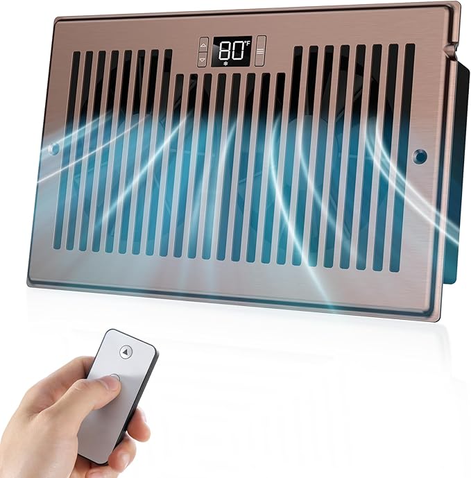 Quiet Register Booster Fan Fits 6" x 10" Register Holes, 10-Speed Smart Heating by BIOWIND