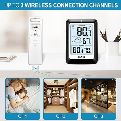 Indoor Outdoor Thermometer Wireless Weather Station, Internal External - Image 2