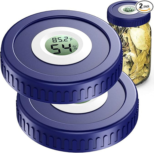Airtight Mason Jar Lids Built-In Stash Hygrometer Herb Curing monitor fits all by ZHANXUBIO
