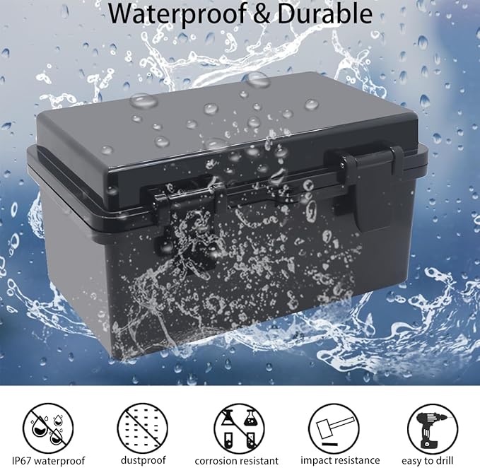 Junction Box, Hinged Black Cover IP67 Waterproof ABS Project Box - Image 2