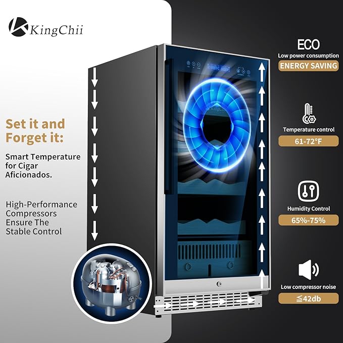 KingChii 265L Electric Cigar Humidor Temperature & Humidity Control, - Image 2