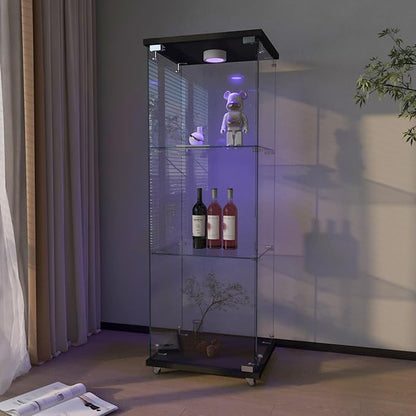 Yoluckea 3-Shelf Glass Display Cabinet - Image 7