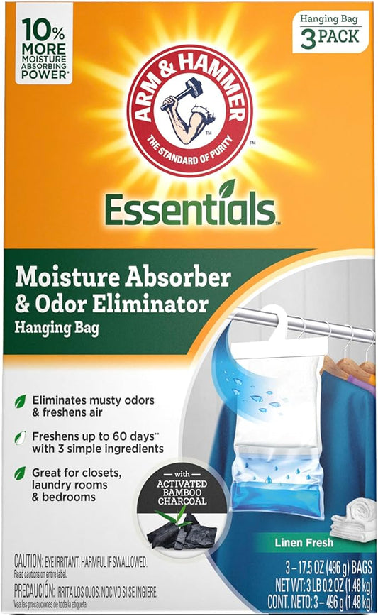 Arm & Hammer Essentials Hanging Moisture Absorber and Odor Eliminator, 17.5 oz. by ARMHAMMER