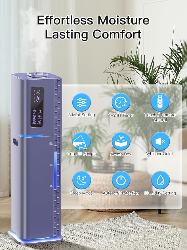 10L/2.64Gal Humidifiers for Bedroom, Top Fill Quiet Ultrasonic Cool Mist - Image 4