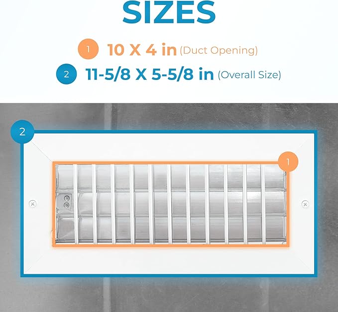 Aluminum 10 x 4 Inch Air Vent Covers Wall AC Grille – Premium Register Vent - Image 3