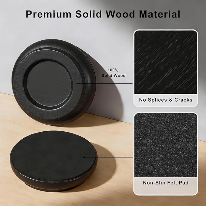 4 Pcs Solid Wood Upright Piano Caster Cups, Non-Slip & Anti-Noise - Image 6