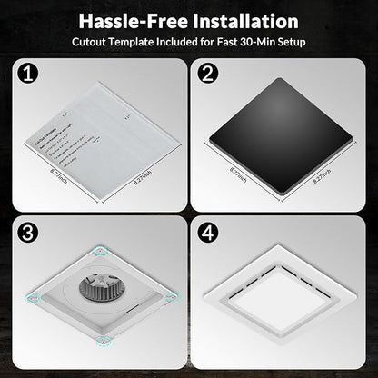 TEPU Bathroom Exhaust Fan with Light 110 CFM, 9.8In Grille, Cutout Size 8.27" x - Image 5