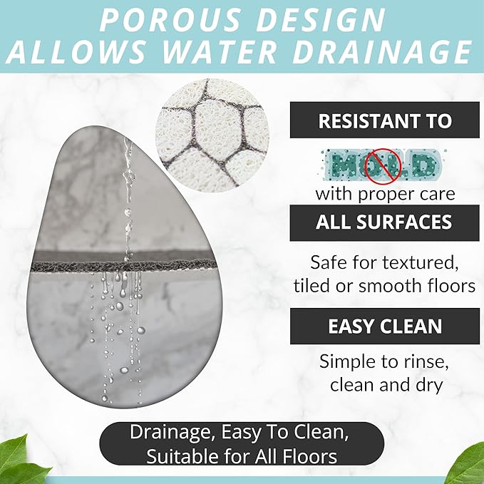 Enkosi Loofah Shower Mat with Drain Hole – Cushioned Anti-Slip Square Bath Mat - Image 4