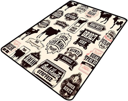 Runner - Farm Label Floral Printing Foldable Area Rugs Fade Resistant, Flame by Snarena