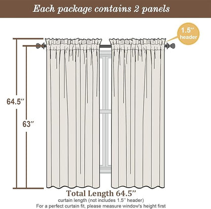 Chyhomenyc Roman Linen Blend Curtains 63 Inch Length 2 Panels Set, Light - Image 6