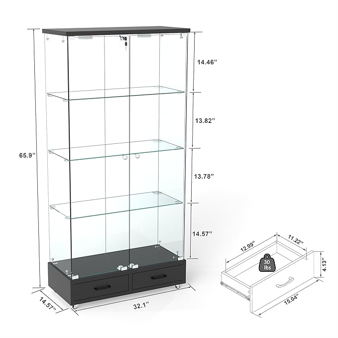 Yoluckea 4 Tier Glass Display Cabinet - Image 2