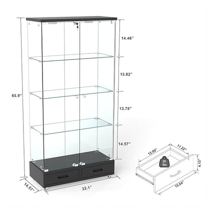 Yoluckea 4 Tier Glass Display Cabinet - Image 2